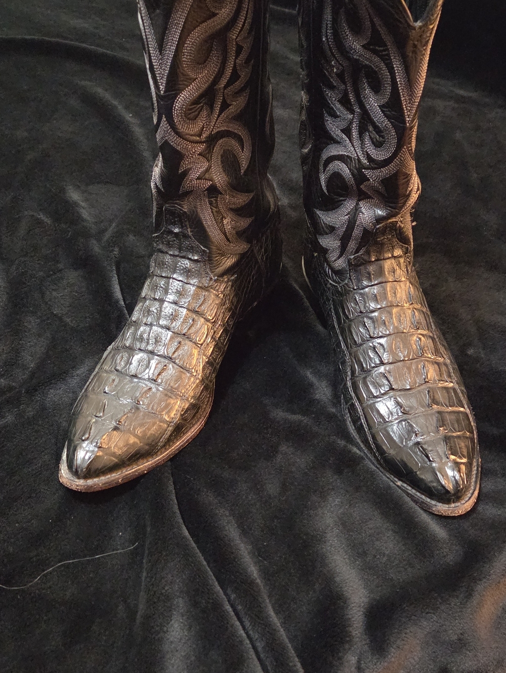 Men's Black Exotic Leather Western Boots - Men's Stylish Cowboy Boots